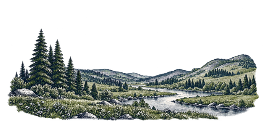Engraved river valley.